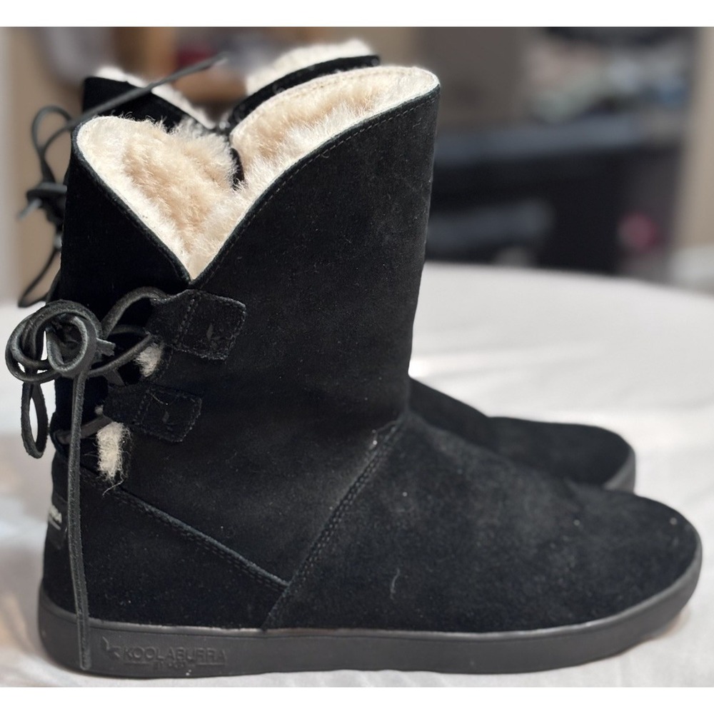 Koolaburra UGG Boots Womens 8 Shazi Short‎ Shearling Winter 1019361 Black Suede